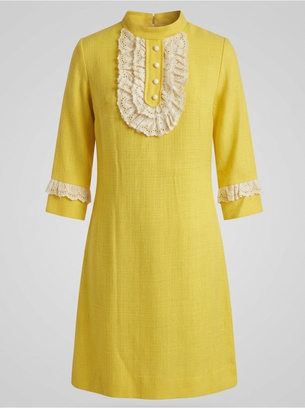 VINTAGE 1960s Mod Lemon Yellow A-Line Shift Dress